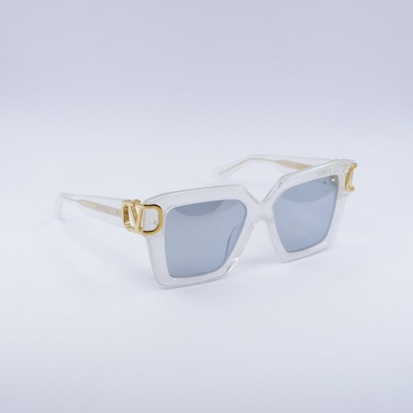 Valentino V-UNO VLS-107C Sunglasses Transparent Square Frame, Grey Lenses main image 7